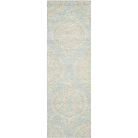 SAFAVIEH Soho Quinton Geometric Wool Runner Rug, Blue/Beige, 2'6" x 10'