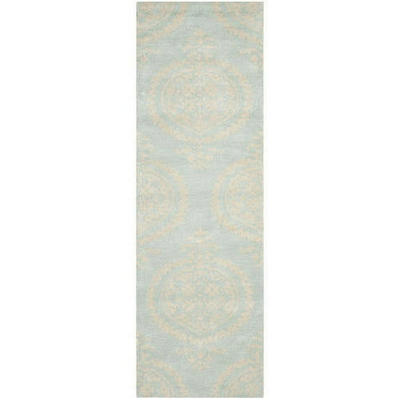 SAFAVIEH Soho Quinton Geometric Wool Runner Rug, Blue/Beige, 2'6" x 6'