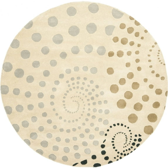 SAFAVIEH Soho Roden Polka Dots Wool Area Rug, Beige/Multi, 6' x 6' Round