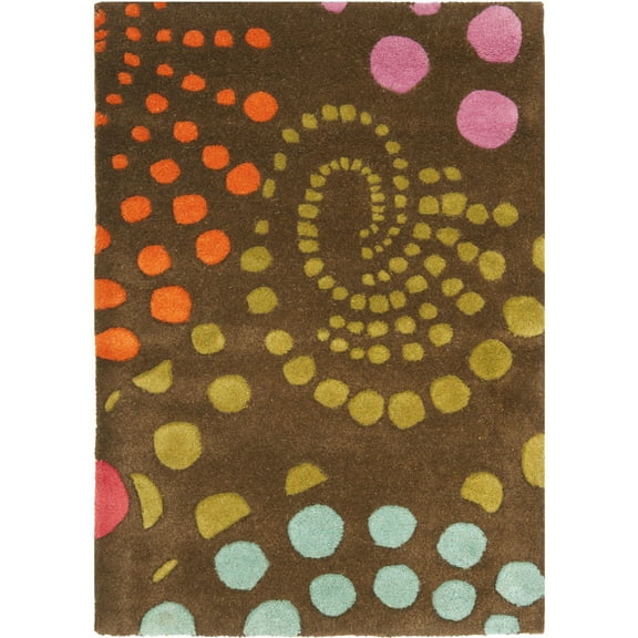 SAFAVIEH Soho Roden Polka Dots Wool Area Rug, Brown/Multi, 2' x 3'