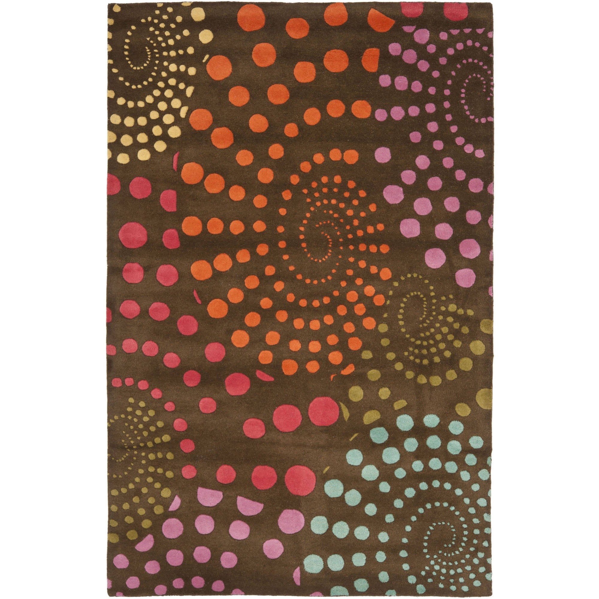 Handmade Tufted Brown-Multi Wool Viscose Square Rug 3'6" x 5'6"