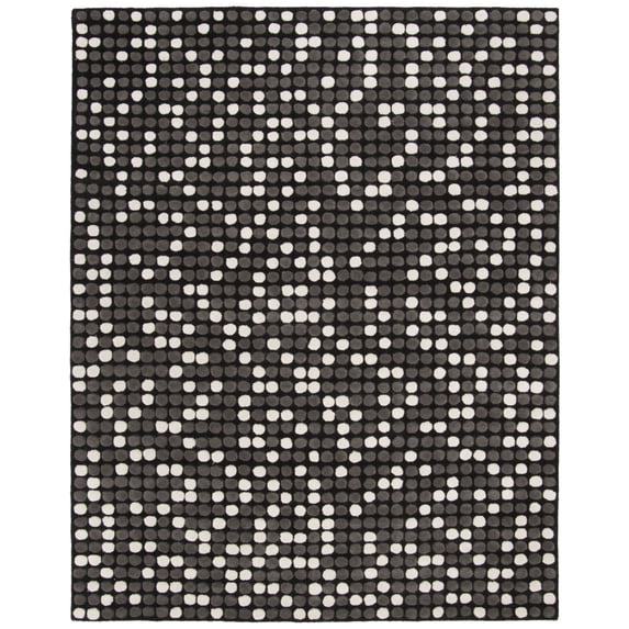 SAFAVIEH Soho Ryan Geometric Dotted Wool Runner Rug, Black/White, 2'6" x 12'