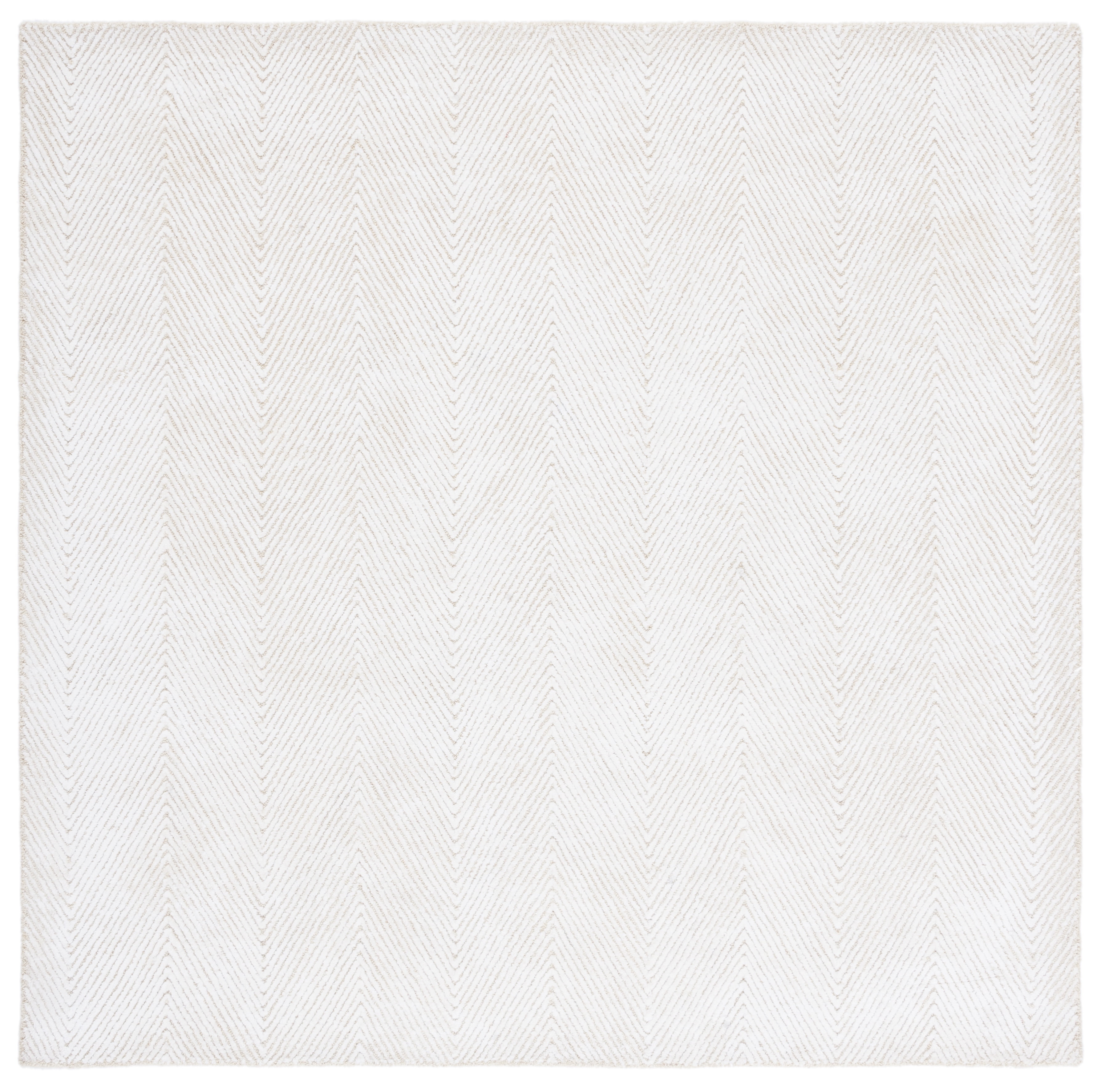 Ivory Beige Hand-Tufted Wool Viscose Square Area Rug 6'