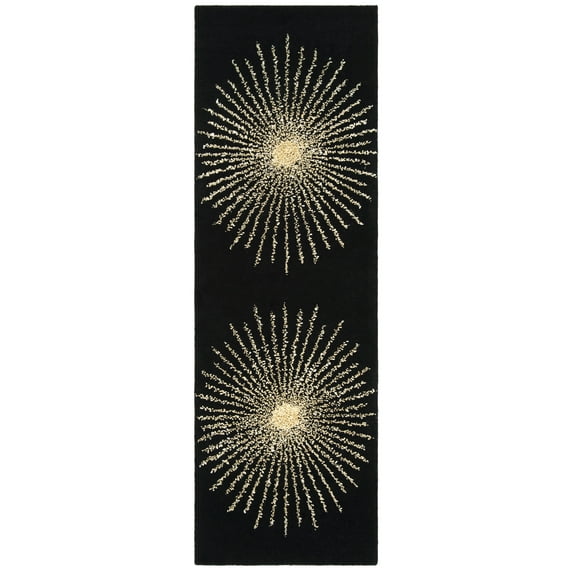 SAFAVIEH Soho Michelle Geometric Runner Rug, Black/Beige, 2'6" x 12'