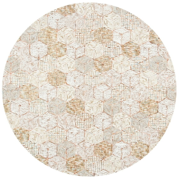 SAFAVIEH Soho Enric Geometric Area Rug, Beige/Taupe, 6' x 6' Round