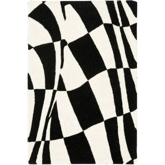 SAFAVIEH Soho Samantha Abstract Wool Area Rug, Black/Ivory, 2' x 3'