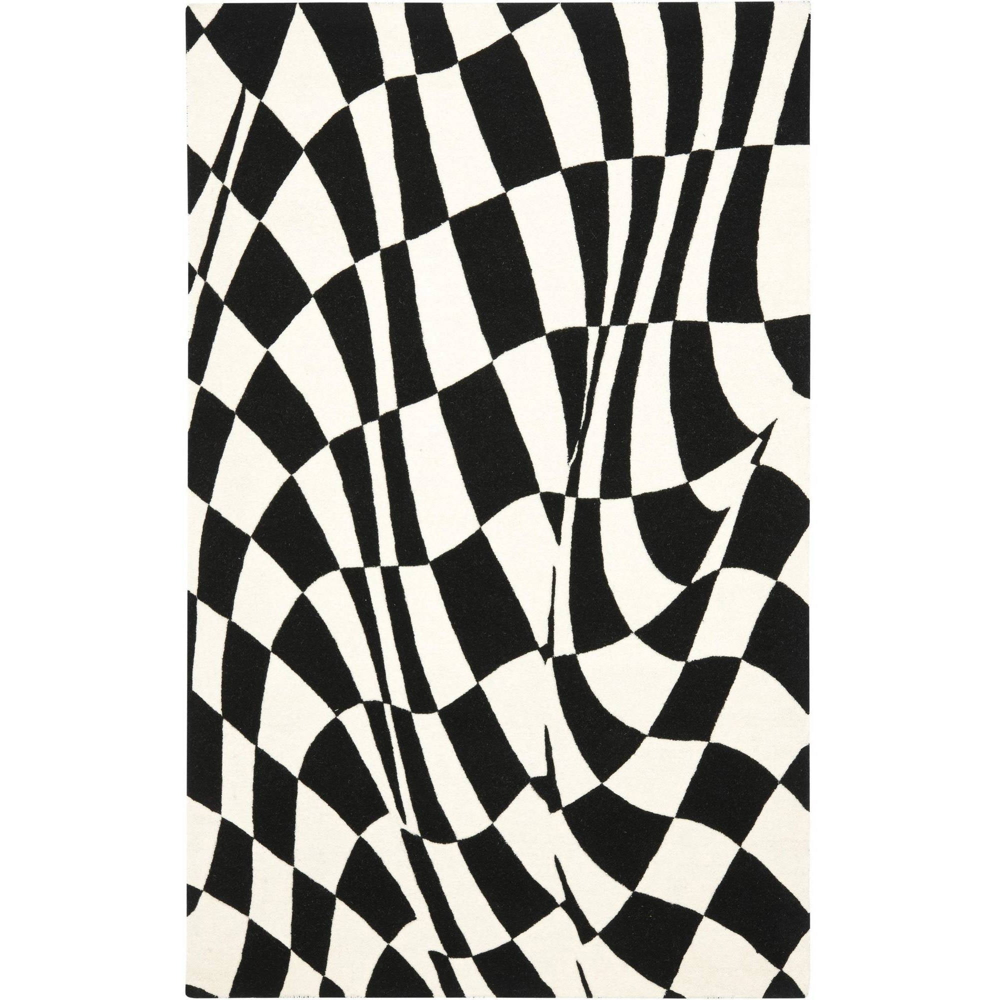 Soho Elegance Black and Ivory Hand-Tufted Wool Area Rug - 5' x 8'