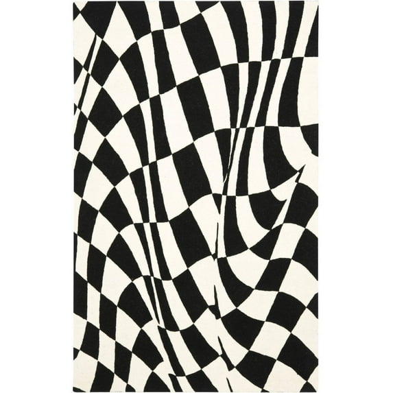 SAFAVIEH Soho Samantha Abstract Wool Area Rug, Black/Ivory, 5' x 8'