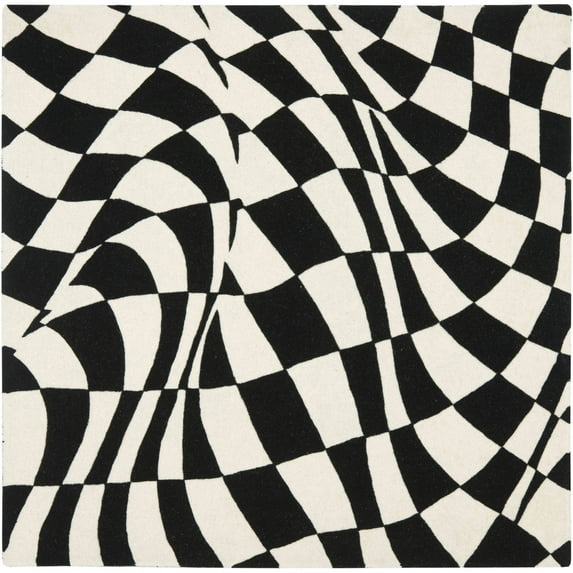 SAFAVIEH Soho Samantha Abstract Wool Area Rug, Black/Ivory, 6' x 6' Square