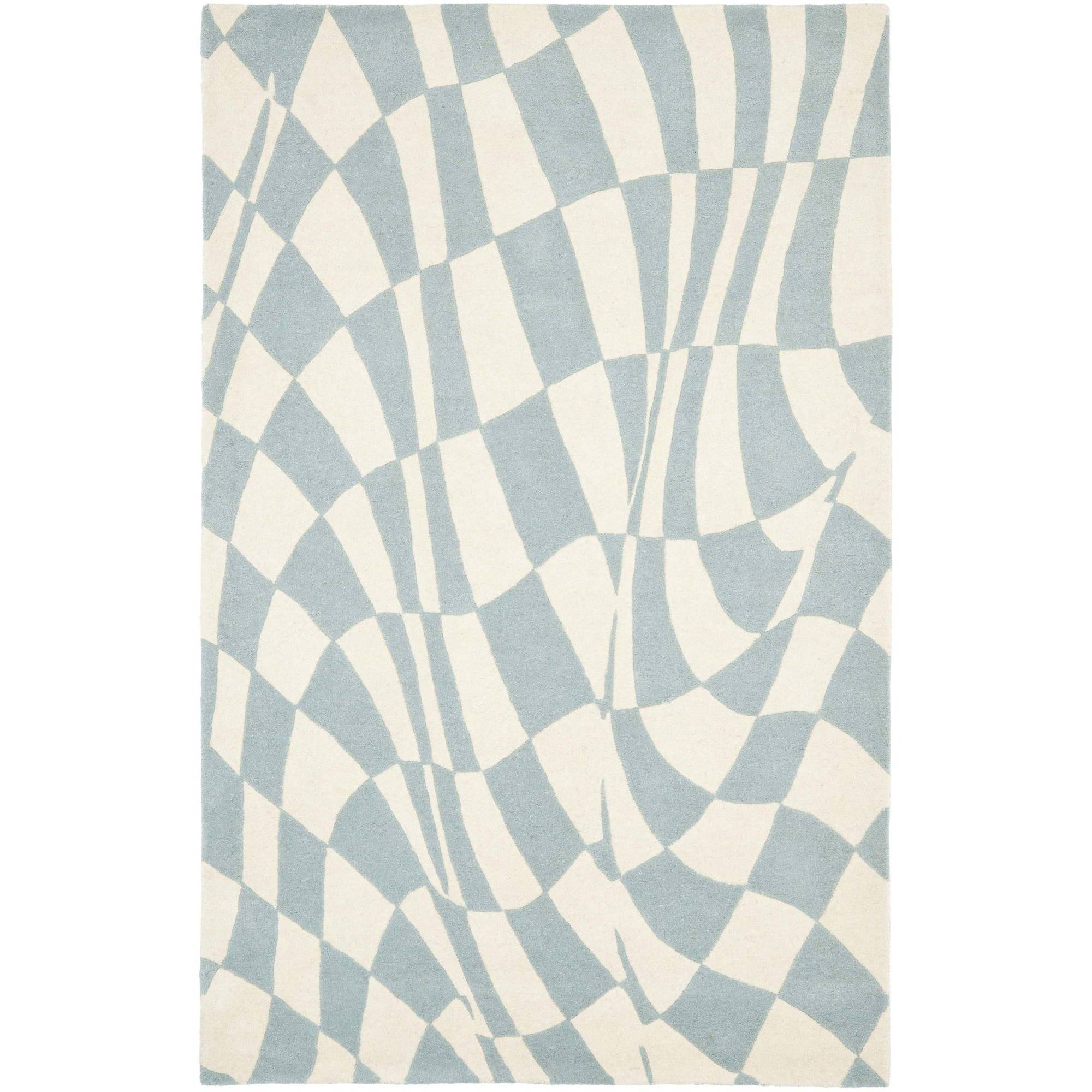 Soho Elegance Hand-Tufted Round Blue Wool & Viscose Rug