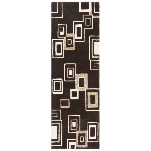 SAFAVIEH Soho Samia Geometric Runner Rug, Brown/Beige, 2'6" x 8'
