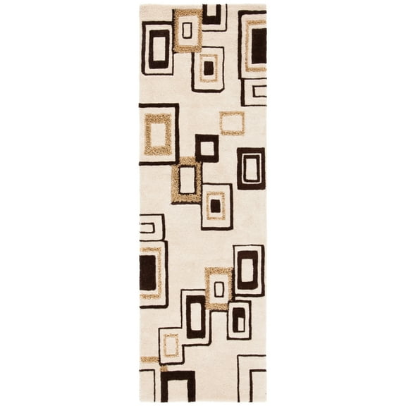 SAFAVIEH Soho Samia Geometric Wool Runner Rug, Beige/Brown, 2'6" x 8'