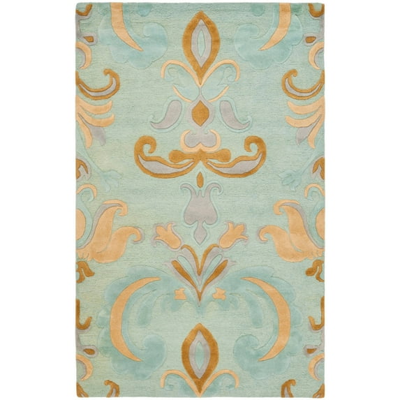 SAFAVIEH Soho Savannah Wool Area Rug, Light Blue/Multi, 3'6" x 5'6"