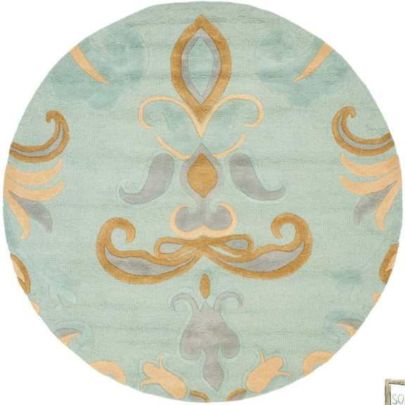 SAFAVIEH Soho Savannah Wool Area Rug, Light Blue/Multi, 6' x 6' Round