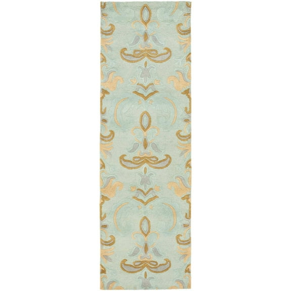 SAFAVIEH Soho Savannah Wool Runner Rug, Light Blue/Multi, 2'6" x 14'