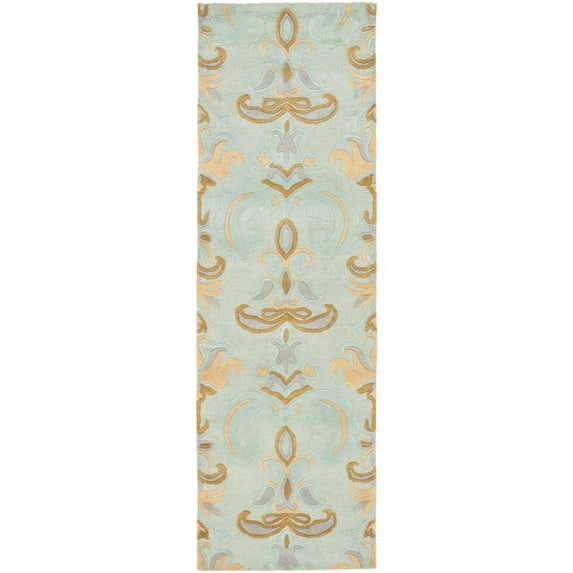 SAFAVIEH Soho Savannah Wool Runner Rug, Light Blue/Multi, 2'6" x 14'