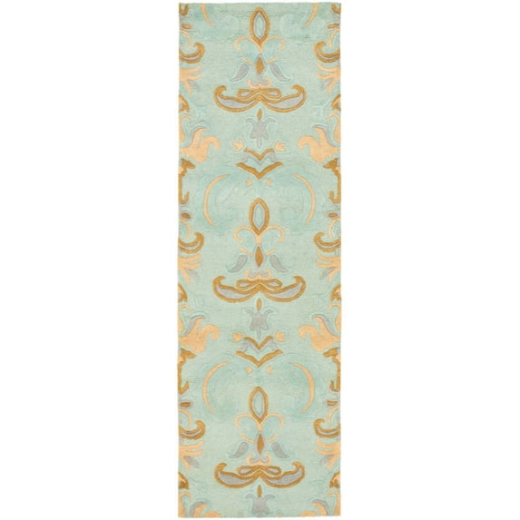 SAFAVIEH Soho Savannah Wool Runner Rug, Light Blue/Multi, 2'6" x 8'