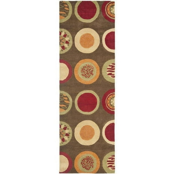 SAFAVIEH Soho Selma Geometric Wool Runner Rug, Brown/Multi, 2'6" x 6'