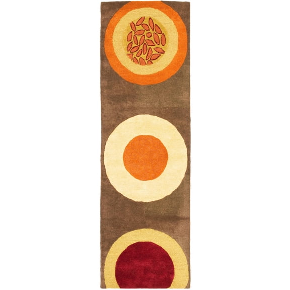 SAFAVIEH Soho Selma Geometric Wool Runner Rug, Brown/Multi, 2'6" x 8'