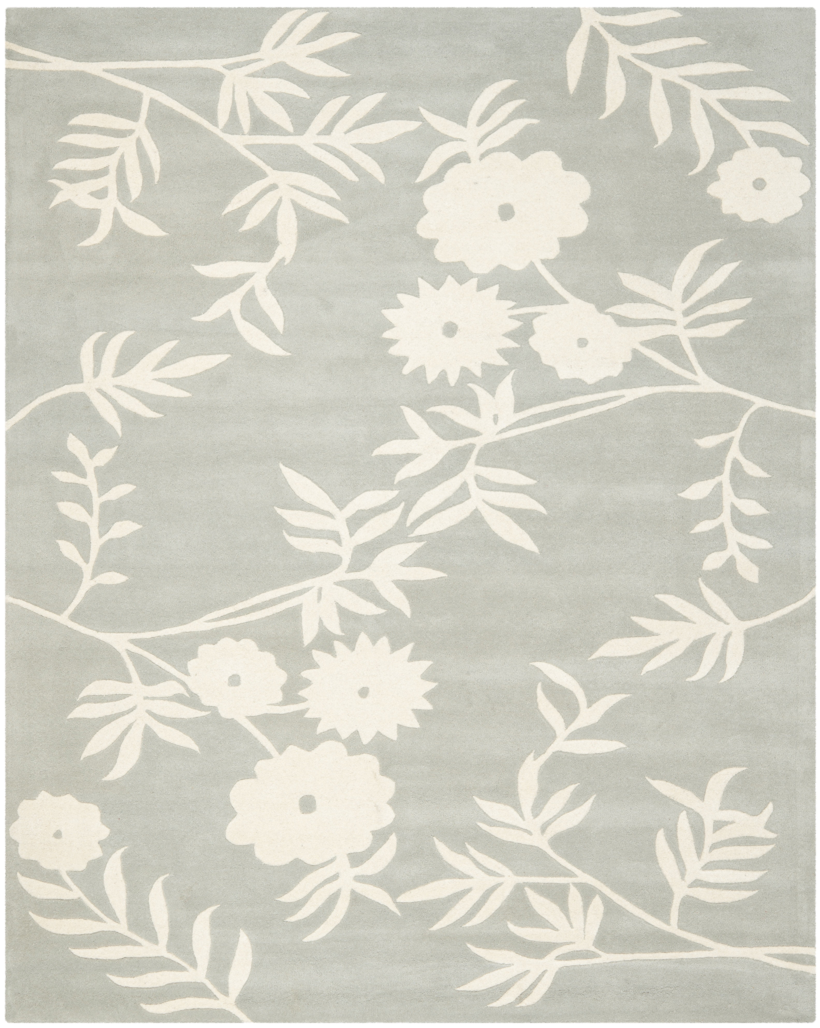 Handmade Gray Round Tufted Wool and Viscose Rug