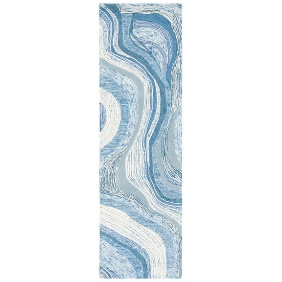 SAFAVIEH Soho Stanice Abstract Runner Rug, Blue/Ivory, 2'3" x 8'