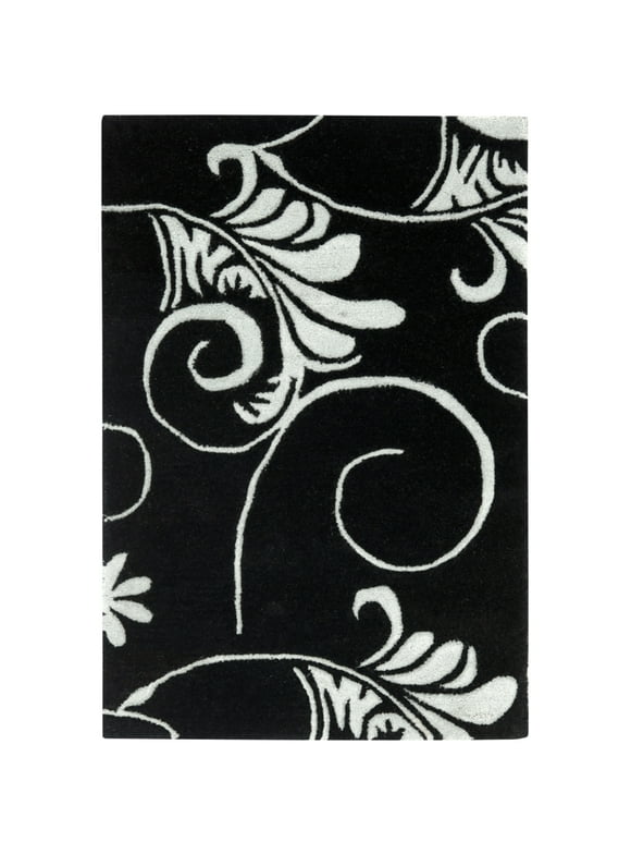 SAFAVIEH Soho Stanley Abstract Wool Area Rug, Black/Ivory, 2' x 3'