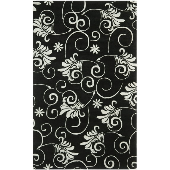 SAFAVIEH Soho Stanley Abstract Wool Area Rug, Black/Ivory, 5' x 8'