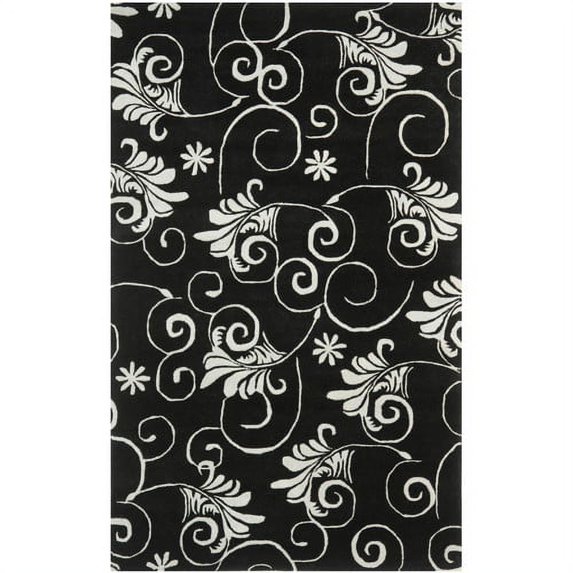 SAFAVIEH Soho Stanley Abstract Wool Area Rug, Black/Ivory, 7'6" x 9'6"