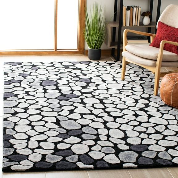 SAFAVIEH Soho Stones Accent Wool Area Rug, Grey/Ivory, 2' x 3'