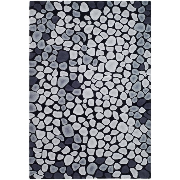 SAFAVIEH Soho Stones Accent Wool Area Rug, Grey/Ivory, 3'6" x 5'6"