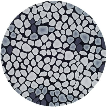 SAFAVIEH Soho Stones Accent Wool Area Rug, Grey/Ivory, 6' x 6' Round