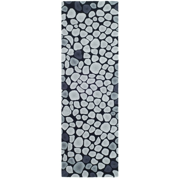 SAFAVIEH Soho Stones Accent Wool Runner Rug, Grey/Ivory, 2'6" x 8'