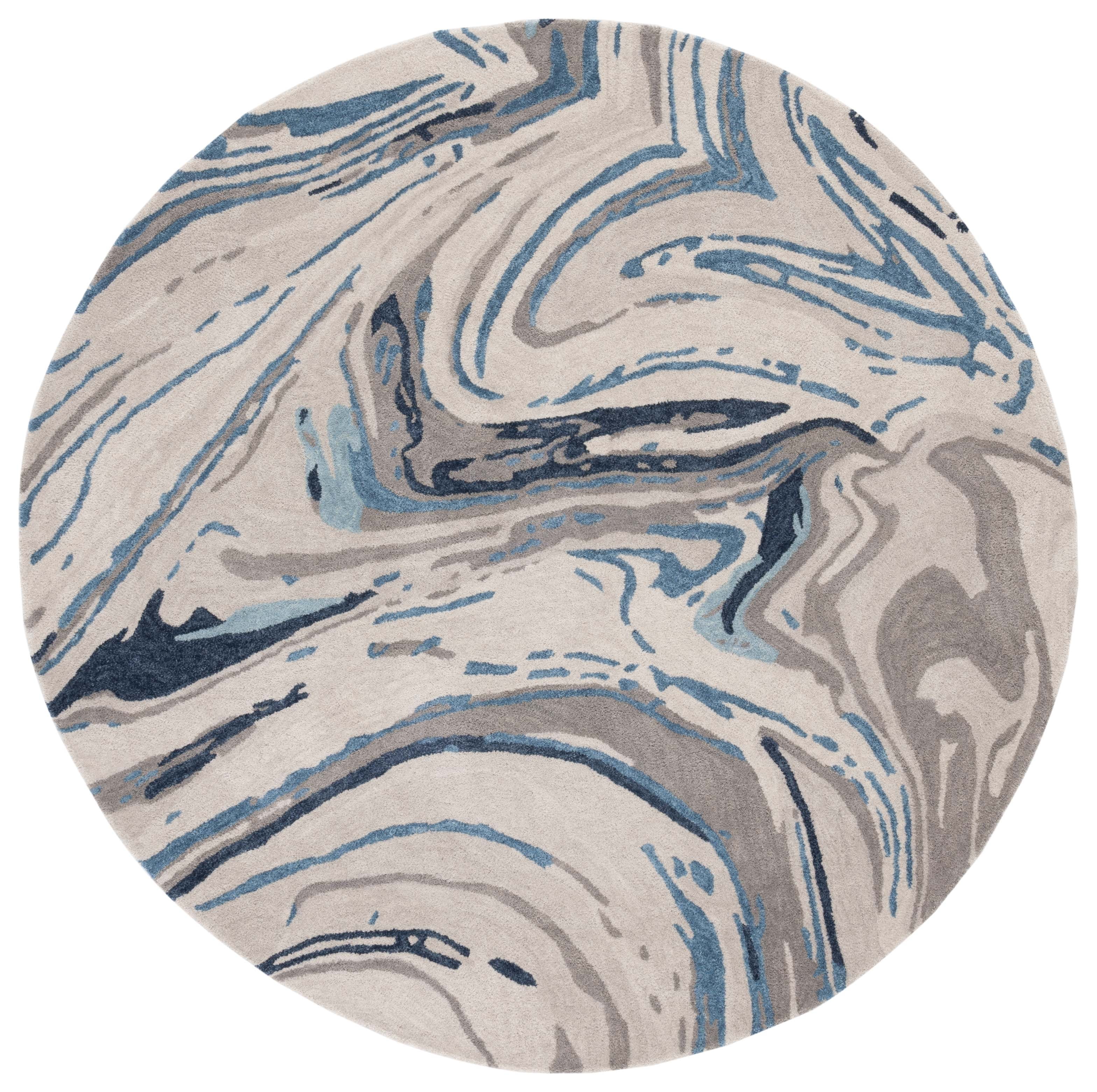 SAFAVIEH Soho Sybella Abstract Area Rug, Grey/Blue, 6' x 6' Round