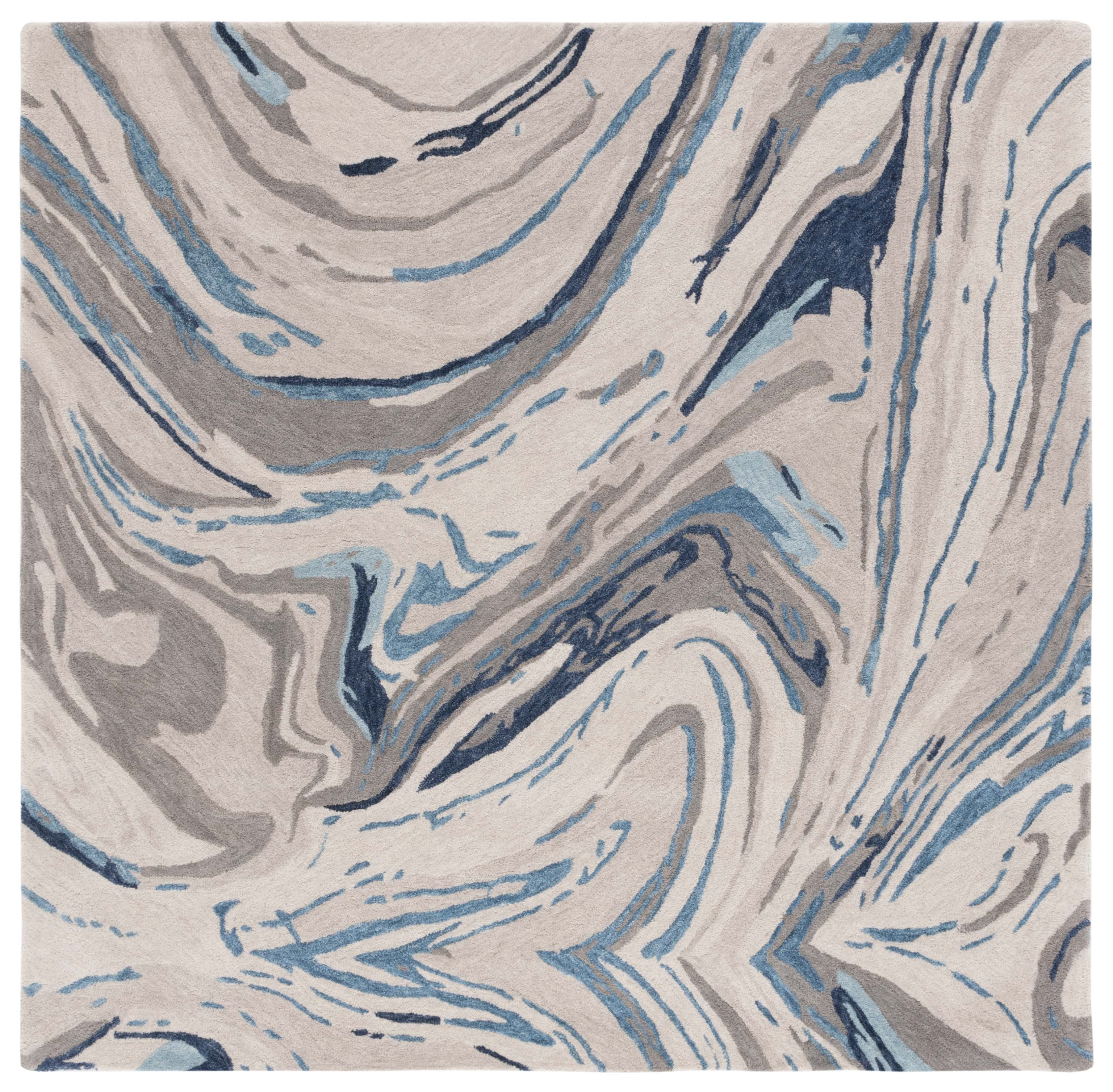 SAFAVIEH Soho Sybella Abstract Area Rug, Grey/Blue, 6' x 6' Square