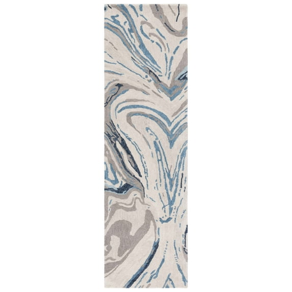 SAFAVIEH Soho Sybella Abstract Runner Rug, Grey/Blue, 2'3" x 8'