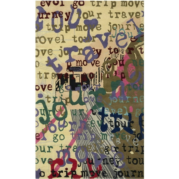 SAFAVIEH Soho Travel Print Wool Area Rug, Multi, 5' x 8'
