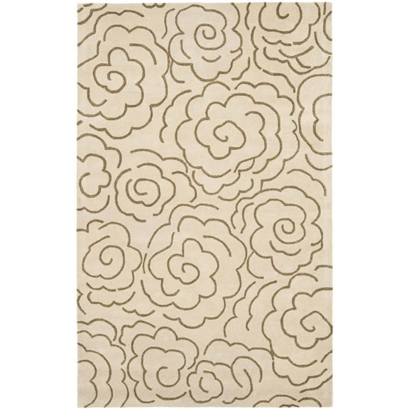 SAFAVIEH Soho Trinity Floral Wool Area Rug, Beige/Multi, 3'6" x 5'6"