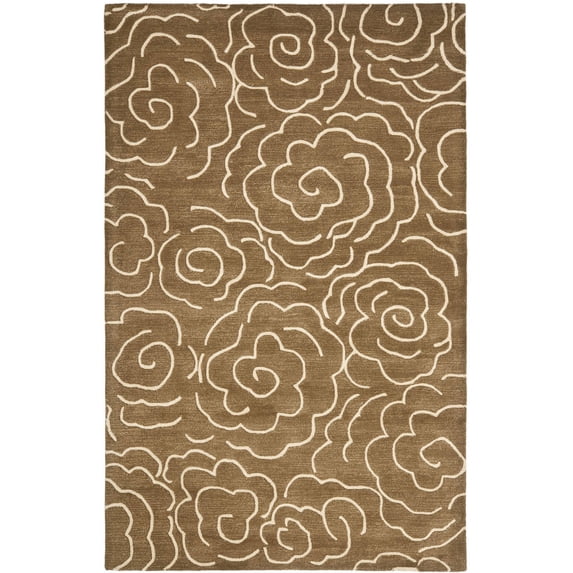 SAFAVIEH Soho Trinity Floral Wool Area Rug, Brown/Ivory, 3'6" x 5'6"