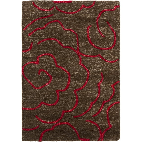 SAFAVIEH Soho Trinity Floral Area Rug, Chocolate/Red, 2' x 3'