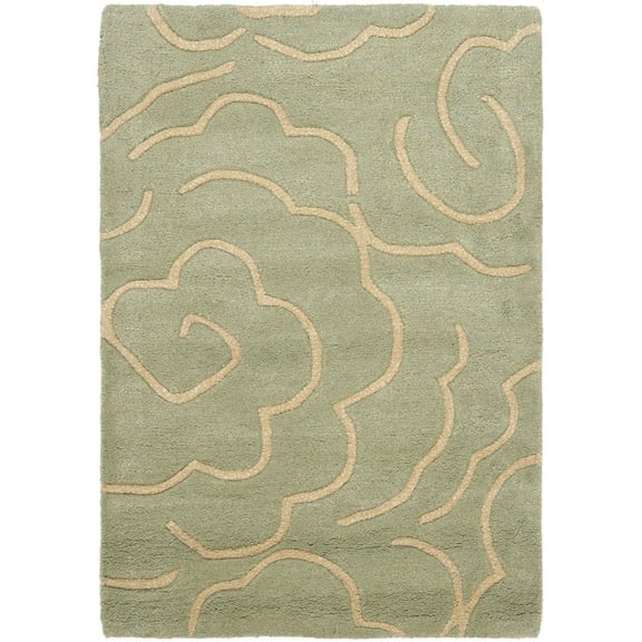 SAFAVIEH Soho Trinity Floral Wool Area Rug, Soft Light Blue/Ivory, 2' x 3'