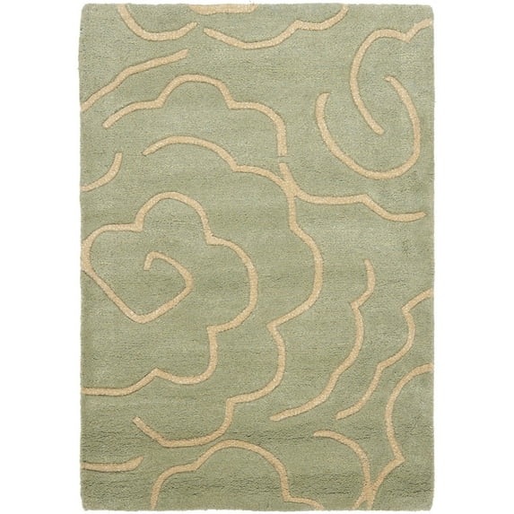 SAFAVIEH Soho Trinity Floral Wool Area Rug, Soft Light Blue/Ivory, 2' x 3'