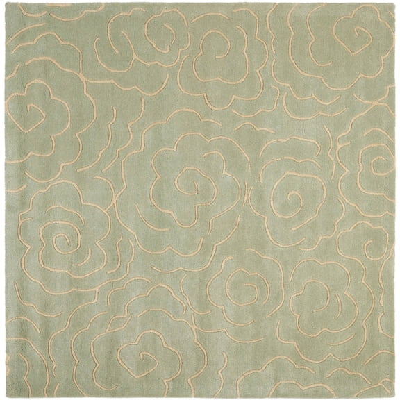 SAFAVIEH Soho Trinity Floral Wool Area Rug, Soft Light Blue/Ivory, 6' x 6' Square