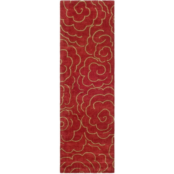 SAFAVIEH Soho Trinity Floral Wool Runner Rug, Red, 2'6" x 8'
