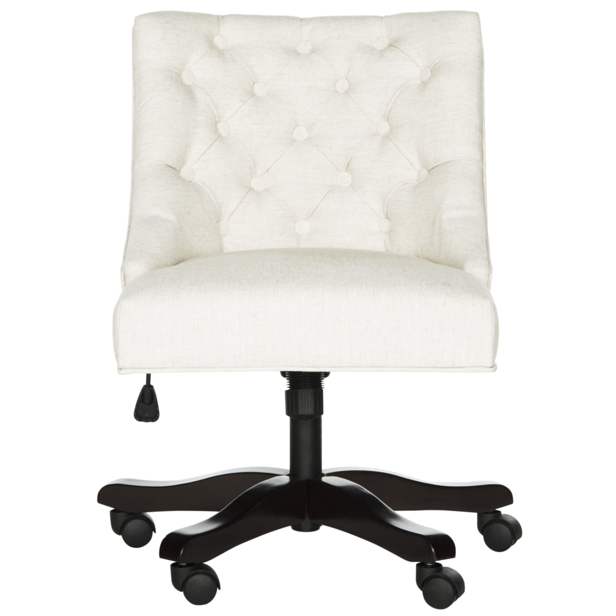 Polished Espresso and Crème Tufted Transitional Desk Chair