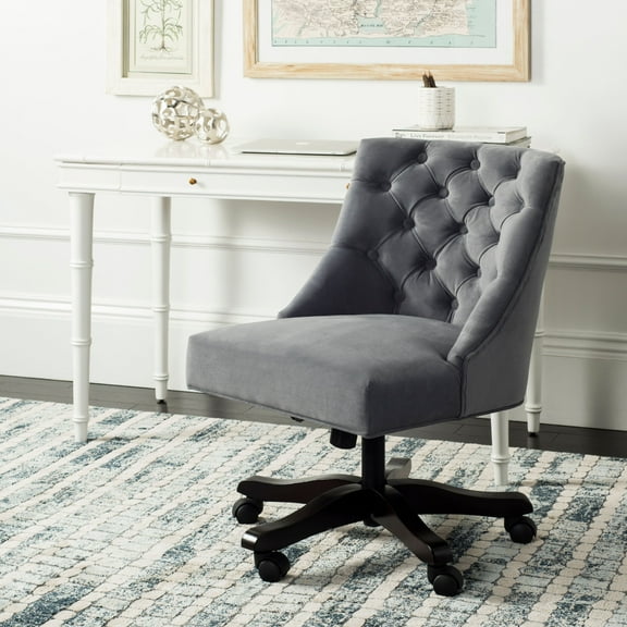 SAFAVIEH Soho Tufted Swivel Desk Chair with Caster, Grey Velvet