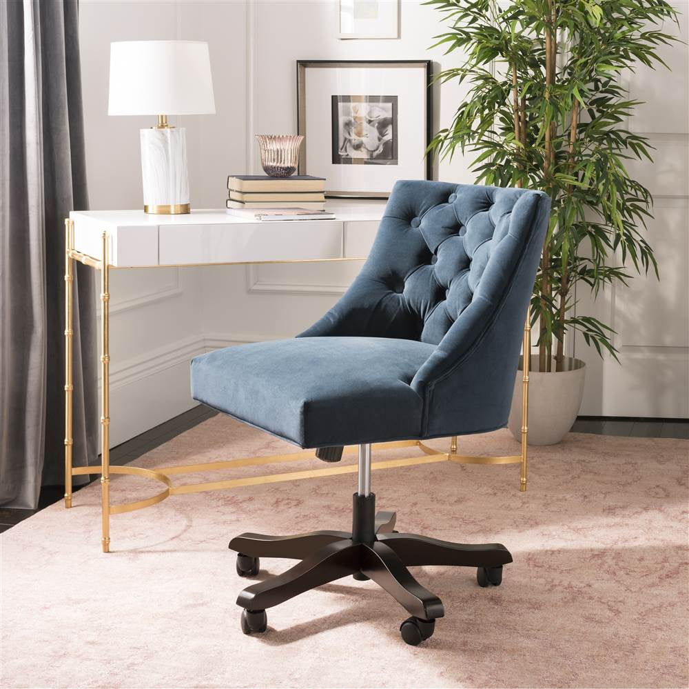 Transitional Soho Navy Velvet Tufted Adjustable Desk Chair