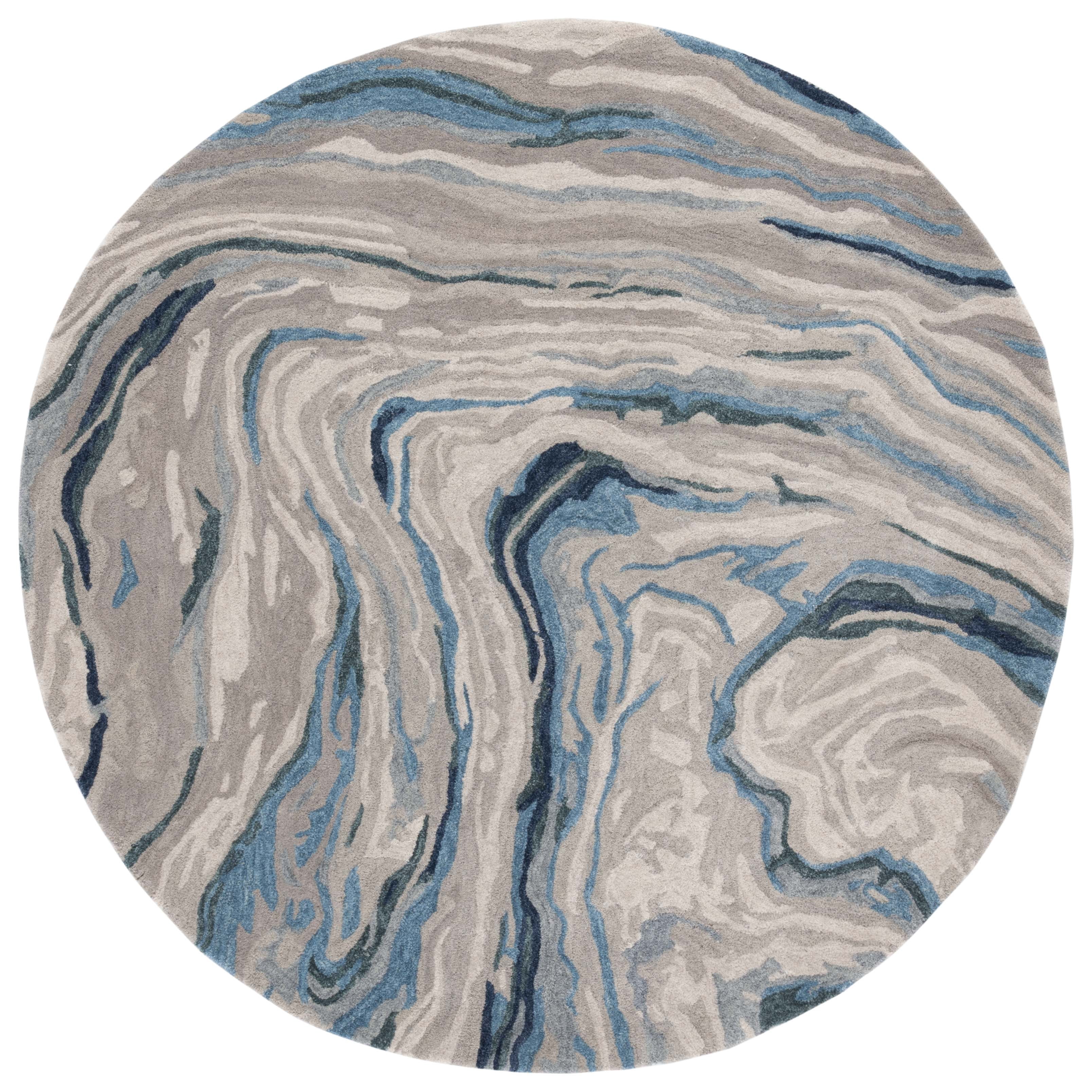 SAFAVIEH Soho Vasilis Abstract Area Rug, Blue/Beige, 6' x 6' Round