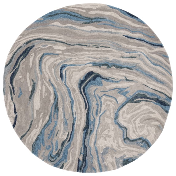 SAFAVIEH Soho Vasilis Abstract Area Rug, Blue/Beige, 6' x 6' Round