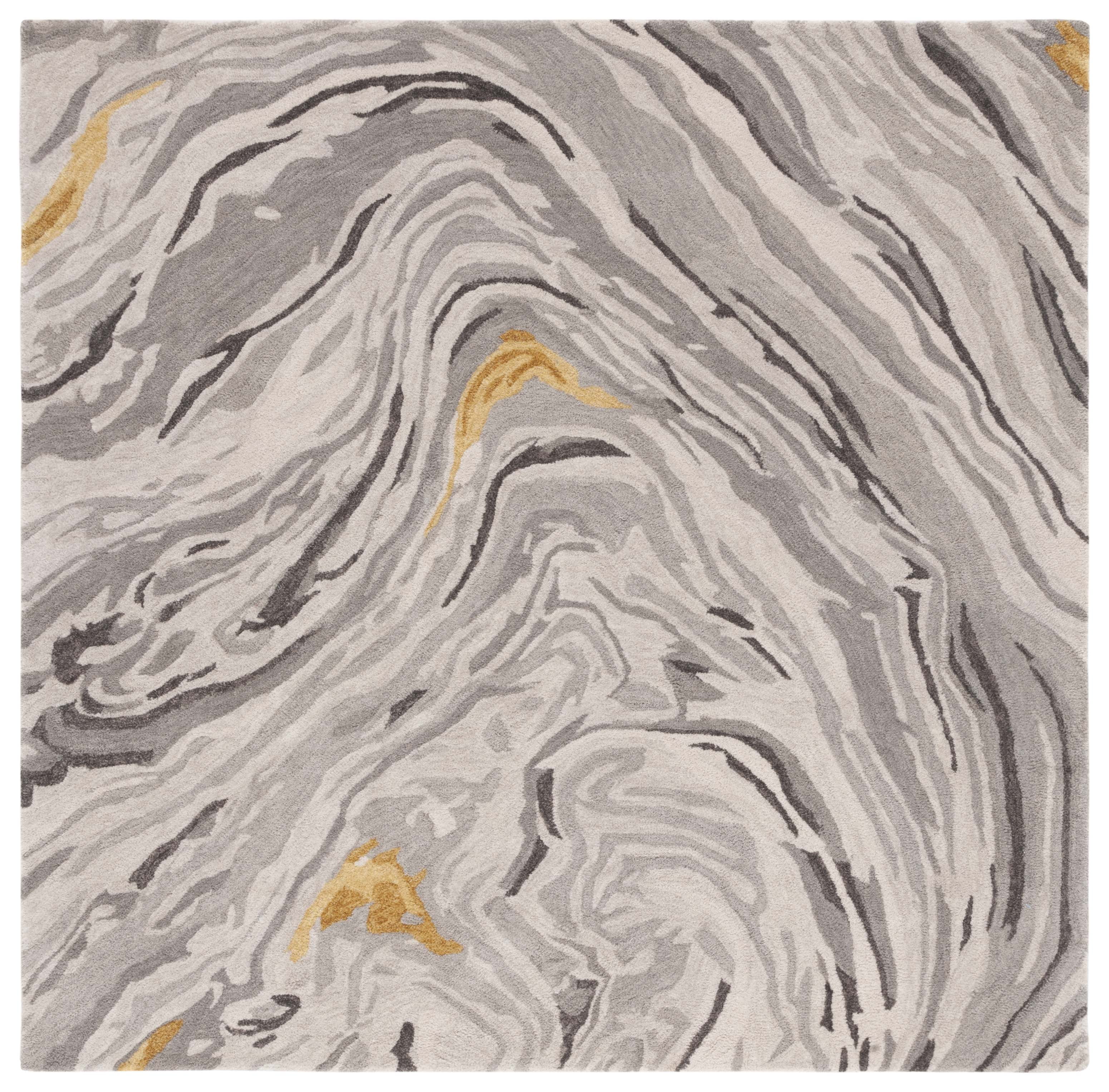 SAFAVIEH Soho Vasilis Abstract Area Rug, Grey/Gold, 6' x 6' Square