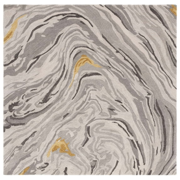 SAFAVIEH Soho Vasilis Abstract Area Rug, Grey/Gold, 6' x 6' Square